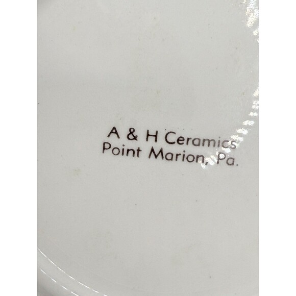 MTHS 1939-1964 A&H Ceramics PA Thanksgiving White Maple Leaf Silver Trim Plate - Picture 3 of 4